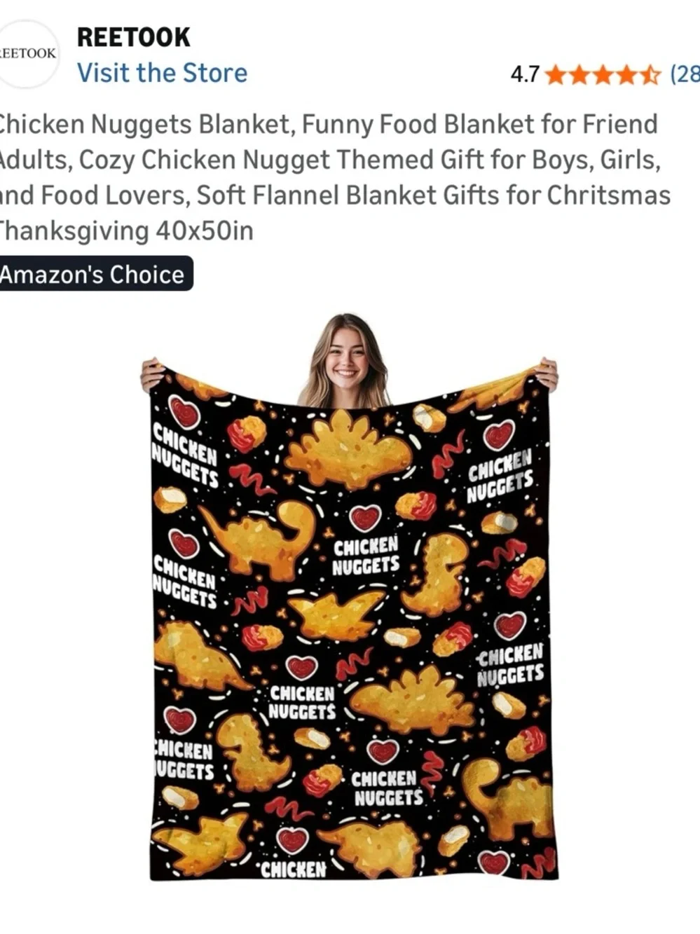 I love chicken nuggets black throw 50x60